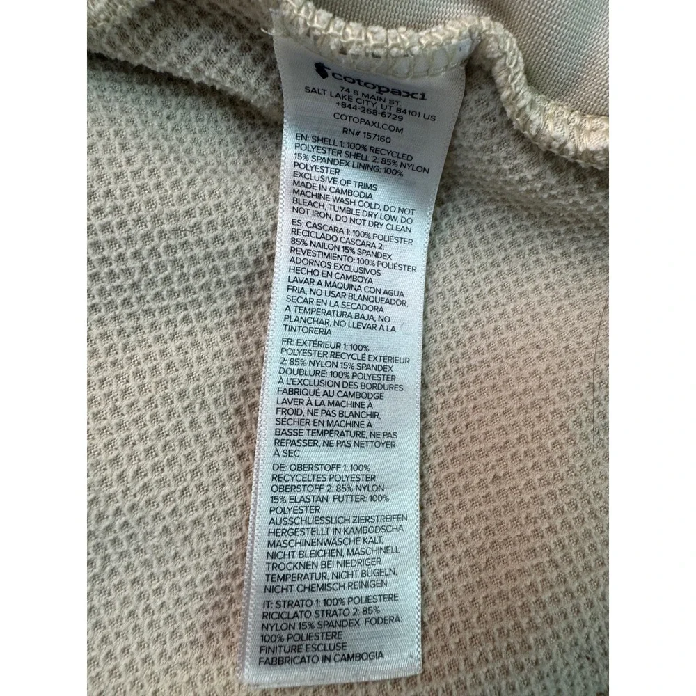 Cotopaxi Abrazo Full Zip Fleece Jacket Womens L Cream Navy Colorblock Mock Neck